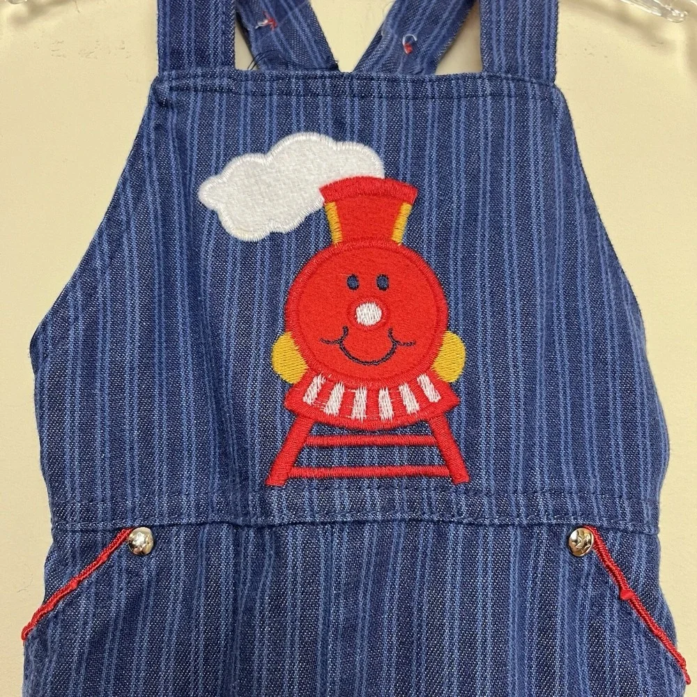 Vintage 1970's Healthtex Overalls Train Bib Trim‎ On Pockets Plastic Snap Buckle